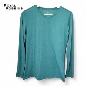 ROYAL ROBBINS merino blend long sleeve base layer aqua size small